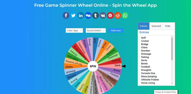 Game Spinner Wheel